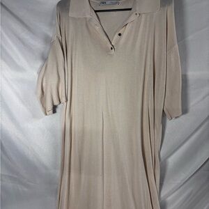 Zara Beige Collared Maxi Dress